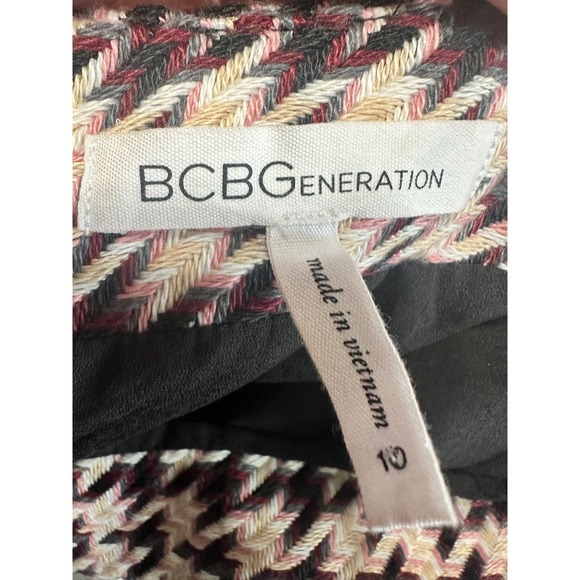 BCBGeneration Houndstooth Mini Skirt Womens‎ Size 10 Tweed Fringed Hem - Picture 6 of 7